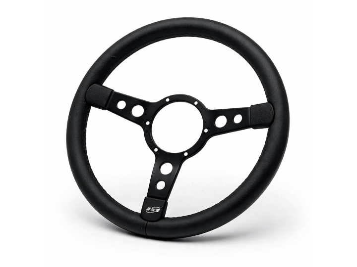 Volant cuir noir avec centre noir + moyeu Moke